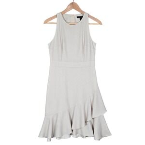 Banana Republic Women's Cream Polka Dot Ruffle Hem Sleeveless Dress 0